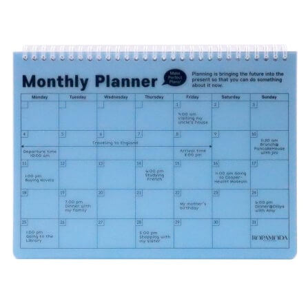 สมุดแพลนเนอร์ PP month planner สีฟ้า_4